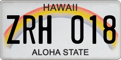 HI license plate ZRH018