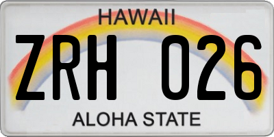 HI license plate ZRH026