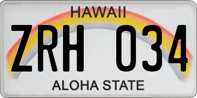 HI license plate ZRH034