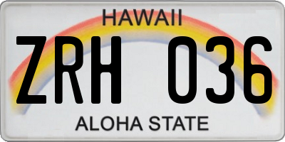 HI license plate ZRH036