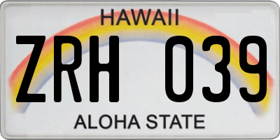 HI license plate ZRH039