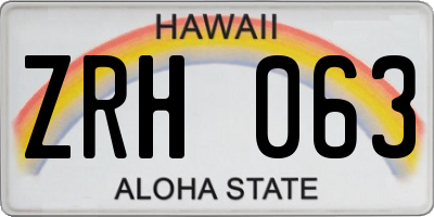 HI license plate ZRH063