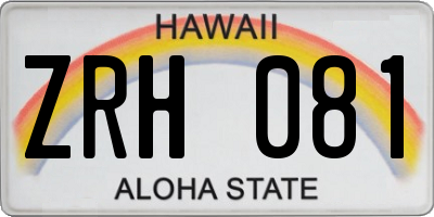 HI license plate ZRH081