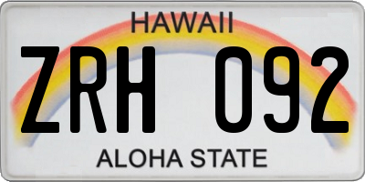 HI license plate ZRH092