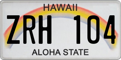 HI license plate ZRH104