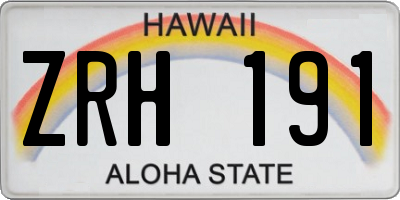 HI license plate ZRH191