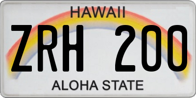 HI license plate ZRH200