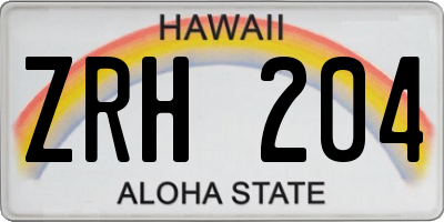 HI license plate ZRH204