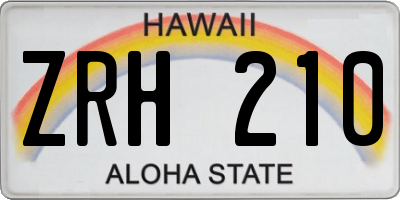 HI license plate ZRH210