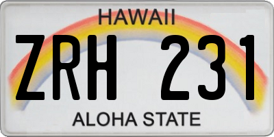 HI license plate ZRH231