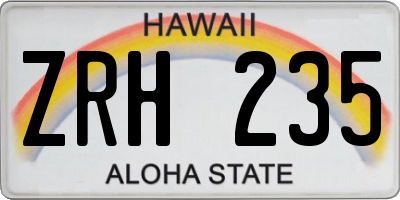 HI license plate ZRH235