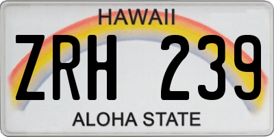 HI license plate ZRH239