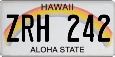 HI license plate ZRH242