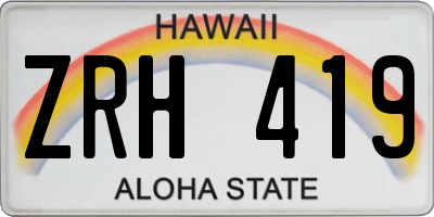 HI license plate ZRH419