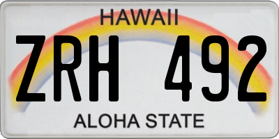 HI license plate ZRH492