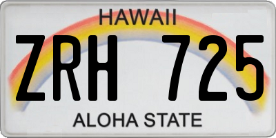 HI license plate ZRH725