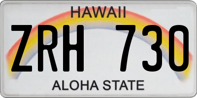 HI license plate ZRH730