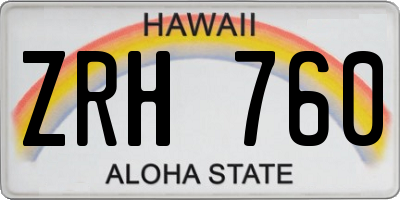 HI license plate ZRH760