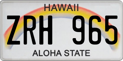 HI license plate ZRH965