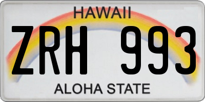 HI license plate ZRH993