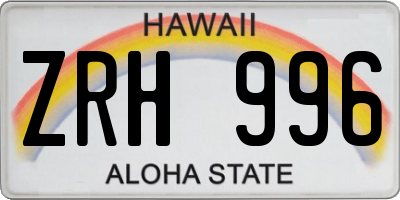 HI license plate ZRH996