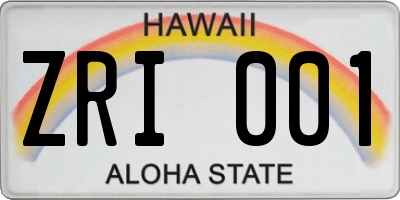 HI license plate ZRI001
