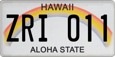 HI license plate ZRI011