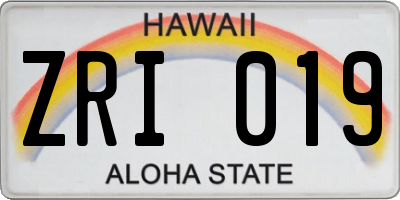 HI license plate ZRI019