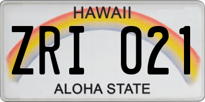 HI license plate ZRI021