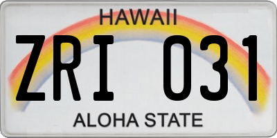 HI license plate ZRI031