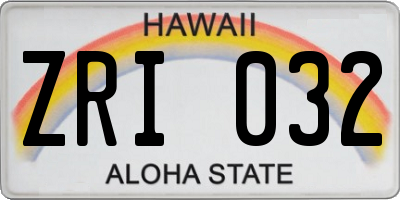 HI license plate ZRI032