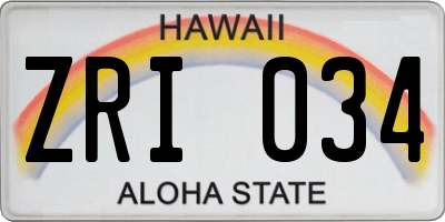 HI license plate ZRI034