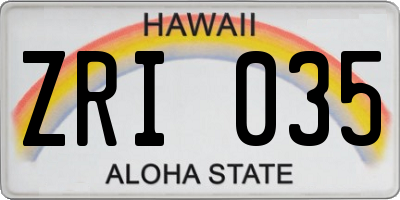 HI license plate ZRI035