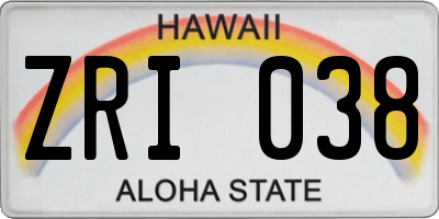 HI license plate ZRI038