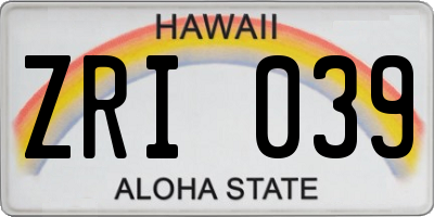 HI license plate ZRI039