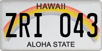 HI license plate ZRI043