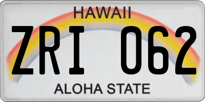 HI license plate ZRI062