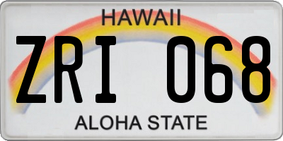 HI license plate ZRI068