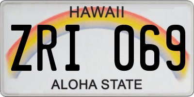 HI license plate ZRI069