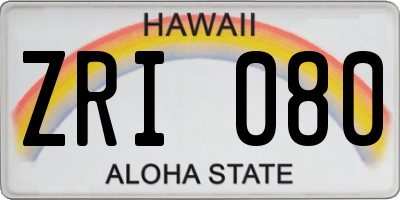 HI license plate ZRI080