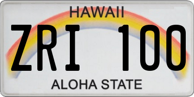 HI license plate ZRI100