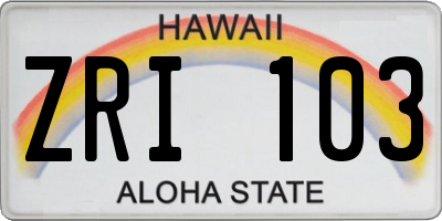 HI license plate ZRI103