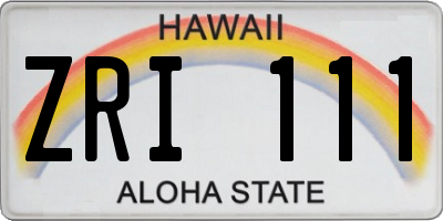 HI license plate ZRI111