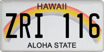 HI license plate ZRI116