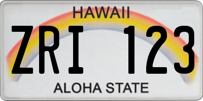 HI license plate ZRI123