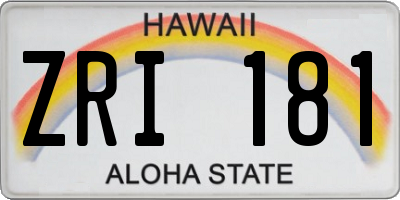 HI license plate ZRI181
