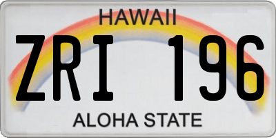 HI license plate ZRI196