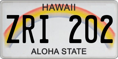 HI license plate ZRI202