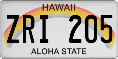 HI license plate ZRI205