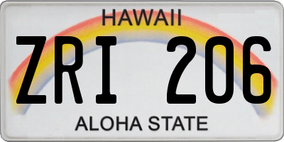HI license plate ZRI206